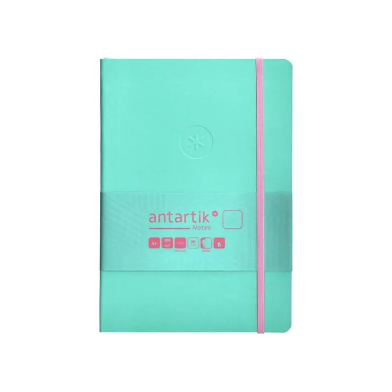 CUADERNO CON GOMILLA ANTARTIK NOTES TAPA BLANDA A5 HOJAS LISAS ROSA Y TURQUESA 80 HOJAS 80 GR FSC