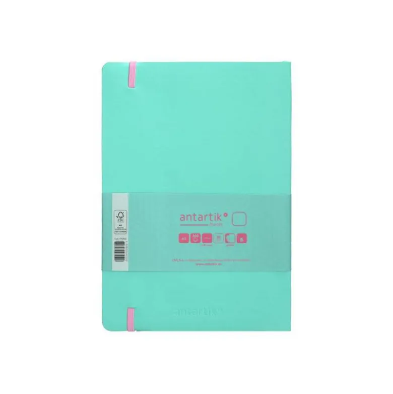 CUADERNO CON GOMILLA ANTARTIK NOTES TAPA BLANDA A5 HOJAS LISAS ROSA Y TURQUESA 80 HOJAS 80 GR FSC