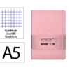 CUADERNO CON GOMILLA ANTARTIK NOTES TAPA DURA A5 HOJAS CUADRICULA ROSA PASTEL 100 HOJAS 80 GR FSC