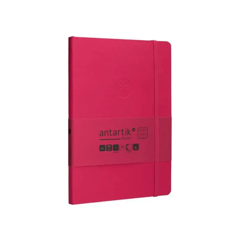 CUADERNO CON GOMILLA ANTARTIK NOTES TAPA BLANDA A5 HOJAS CUADRICULA BURDEOS 80 HOJAS 80 GR FSC
