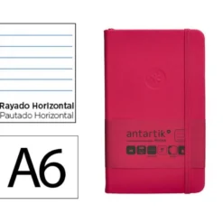 CUADERNO CON GOMILLA ANTARTIK NOTES TAPA DURA A6 HOJAS RAYAS BURDEOS 100 HOJAS 80 GR FSC