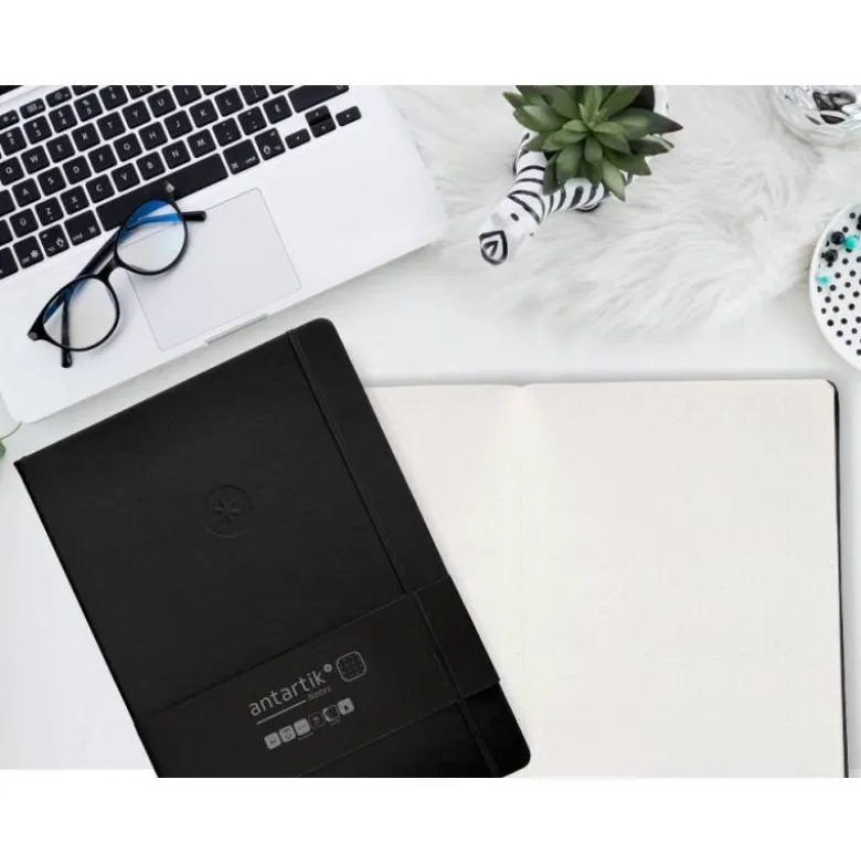 CUADERNO CON GOMILLA ANTARTIK NOTES TAPA DURA A4 HOJAS PUNTOS NEGRO 100 HOJAS 80 GR FSC