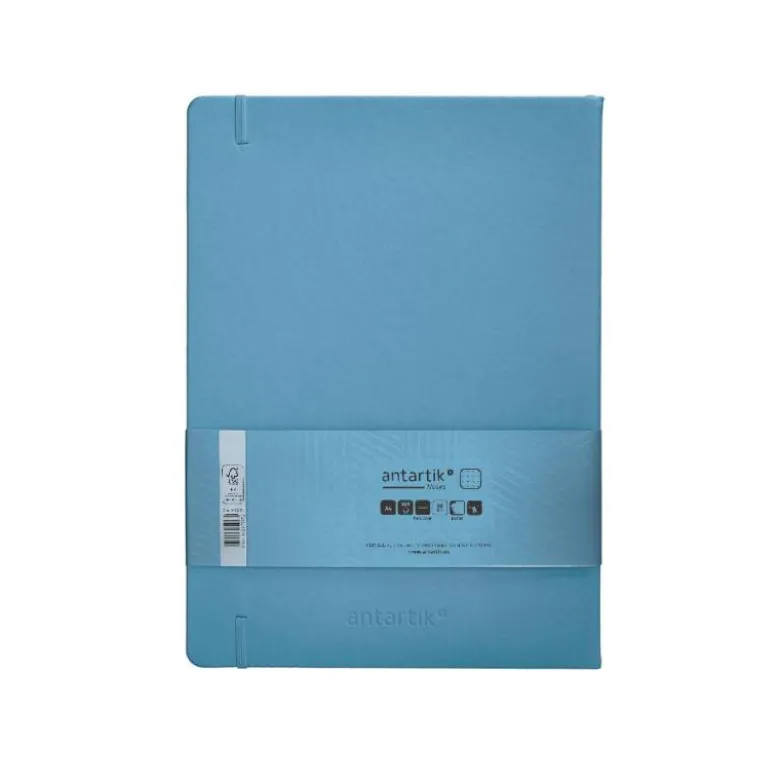 CUADERNO CON GOMILLA ANTARTIK NOTES TAPA DURA A4 HOJAS PUNTOS AZUL CLARO 100 HOJAS 80 GR FSC