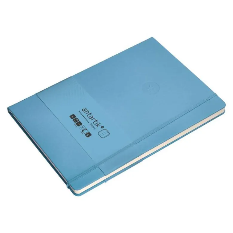CUADERNO CON GOMILLA ANTARTIK NOTES TAPA DURA A4 HOJAS PUNTOS AZUL CLARO 100 HOJAS 80 GR FSC