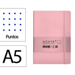 CUADERNO CON GOMILLA ANTARTIK NOTES TAPA BLANDA A5 HOJAS PUNTOS ROSA PASTEL 80 HOJAS 80 GR FSC