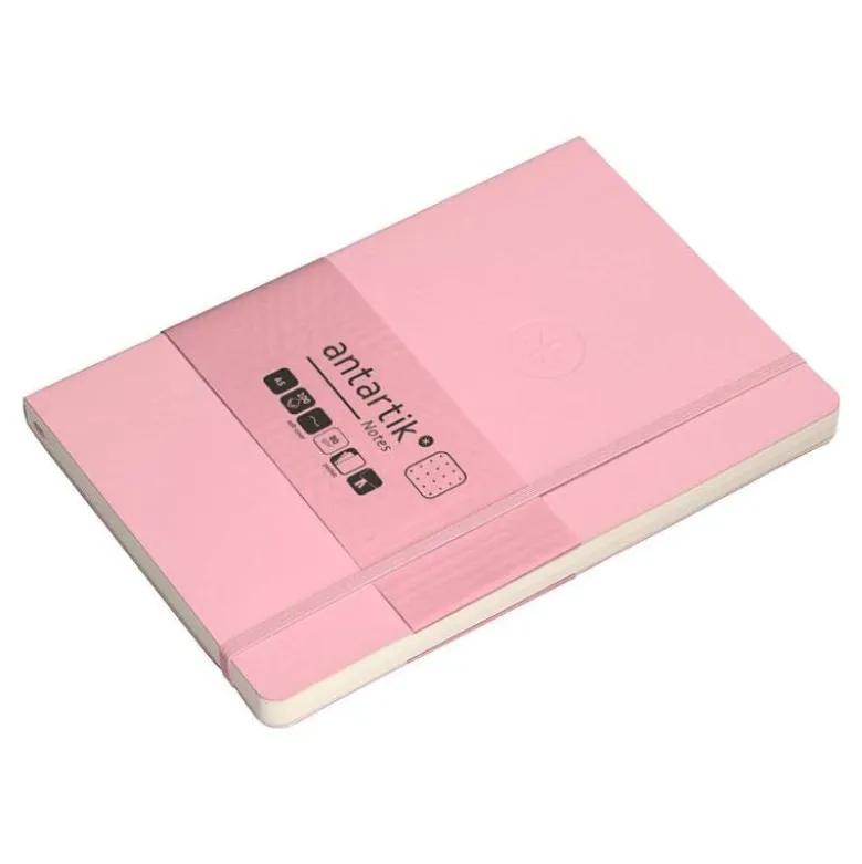 CUADERNO CON GOMILLA ANTARTIK NOTES TAPA BLANDA A5 HOJAS PUNTOS ROSA PASTEL 80 HOJAS 80 GR FSC