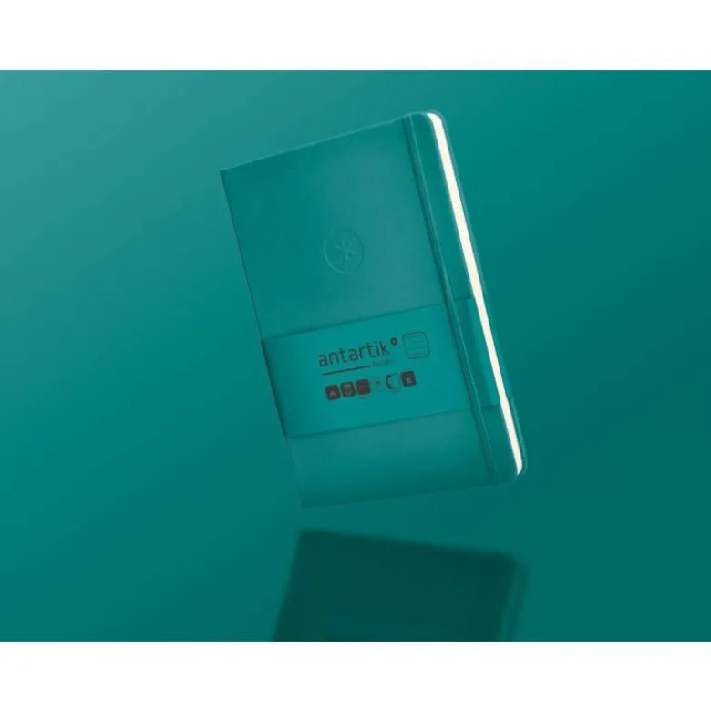 CUADERNO CON GOMILLA ANTARTIK NOTES TAPA DURA A5 HOJAS RAYAS VERDE AGUAMARINA 100 HOJAS 80 GR FSC
