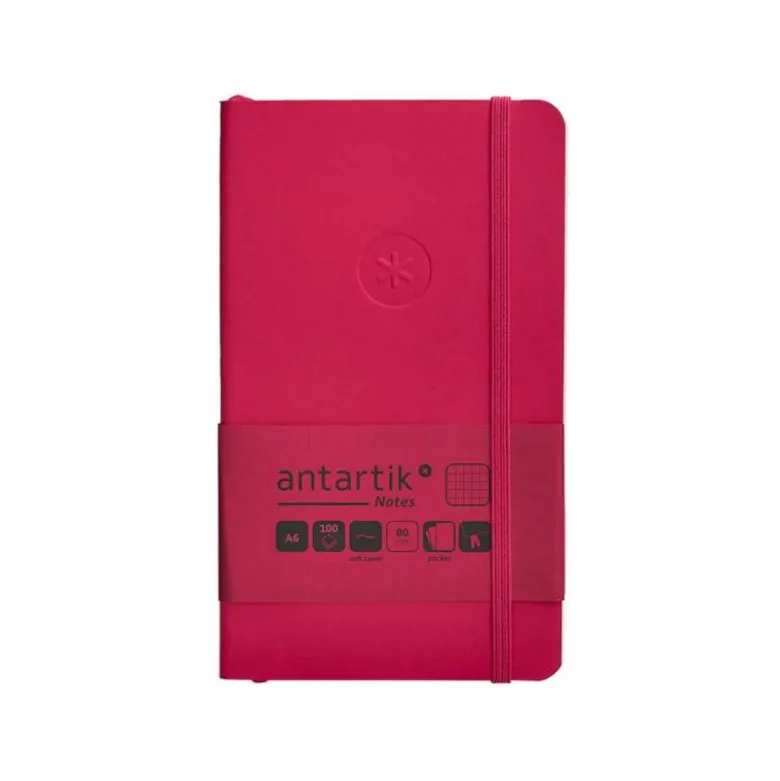 CUADERNO CON GOMILLA ANTARTIK NOTES TAPA BLANDA A6 CUADRICULA BURDEOS 100 HOJAS 80 GR FSC