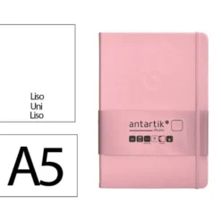 CUADERNO CON GOMILLA ANTARTIK NOTES TAPA DURA A5 HOJAS LISAS ROSA PASTEL 100 HOJAS 80 GR FSC