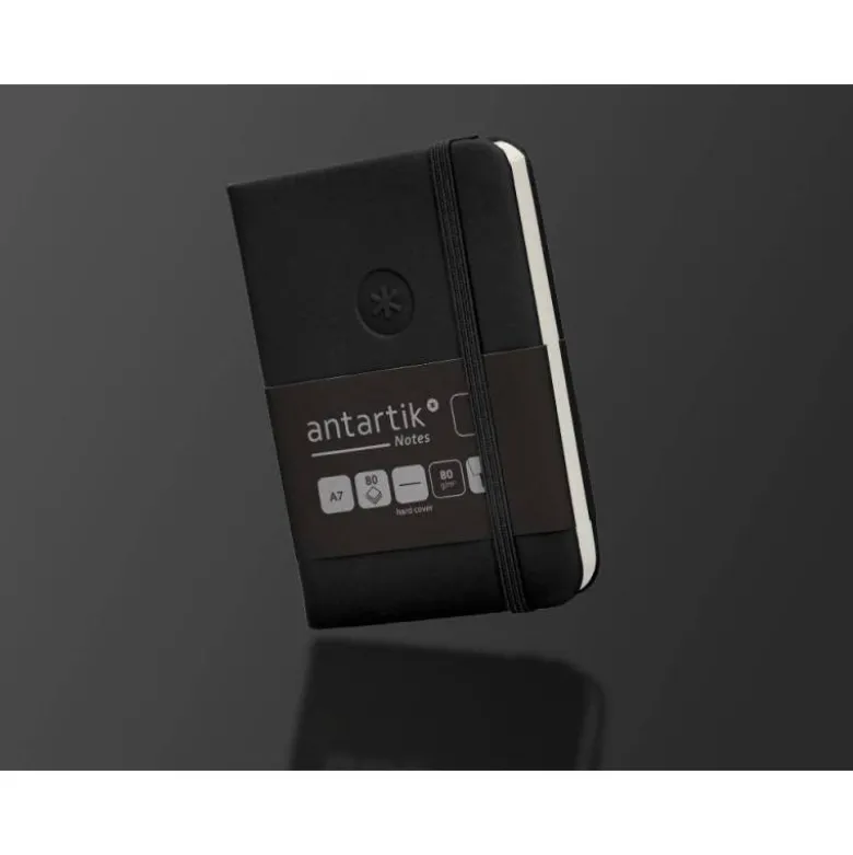 CUADERNO CON GOMILLA ANTARTIK NOTES TAPA DURA A7 HOJAS LISAS NEGRO 80 HOJAS 80 GR FSC