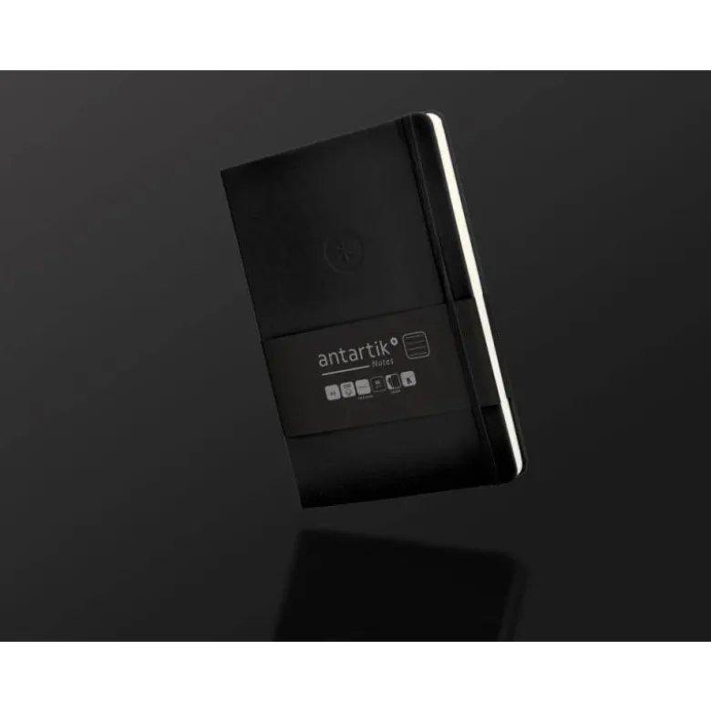 CUADERNO CON GOMILLA ANTARTIK NOTES TAPA DURA A5 HOJAS RAYAS NEGRO 100 HOJAS 80 GR FSC