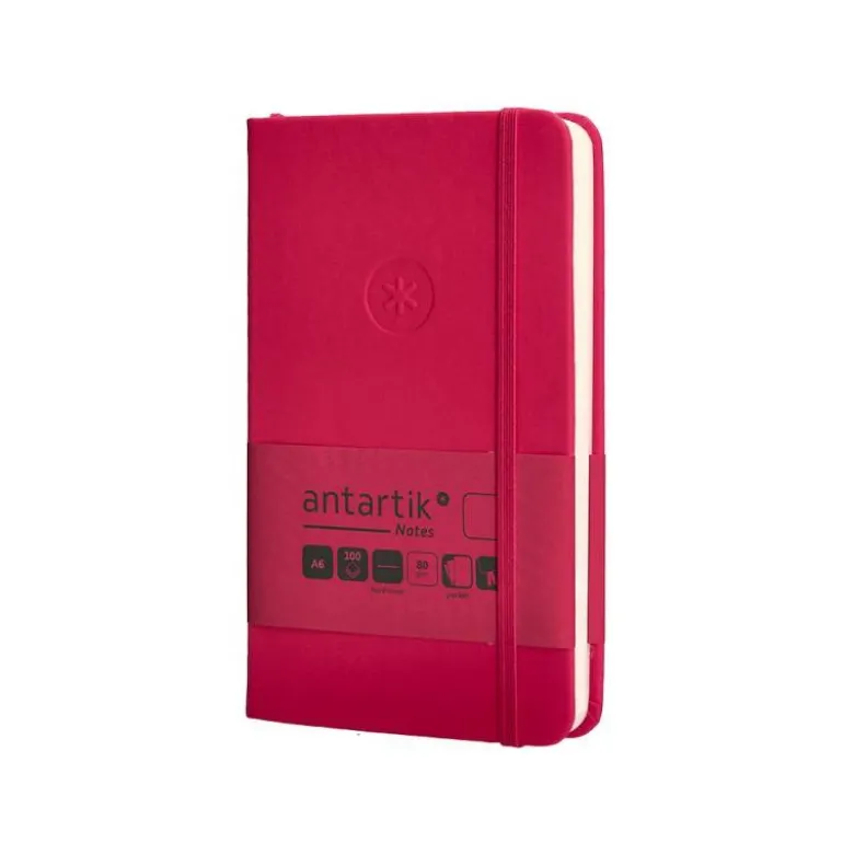 CUADERNO CON GOMILLA ANTARTIK NOTES TAPA DURA DIN A6 HOJAS LISAS BURDEOS 100 HOJAS 80 GR FSC