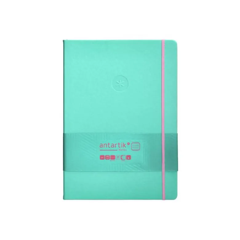 CUADERNO CON GOMILLA ANTARTIK NOTES TAPA DURA A4 HOJAS RAYAS ROSA Y TURQUESA 100 HOJAS 80 GR FSC