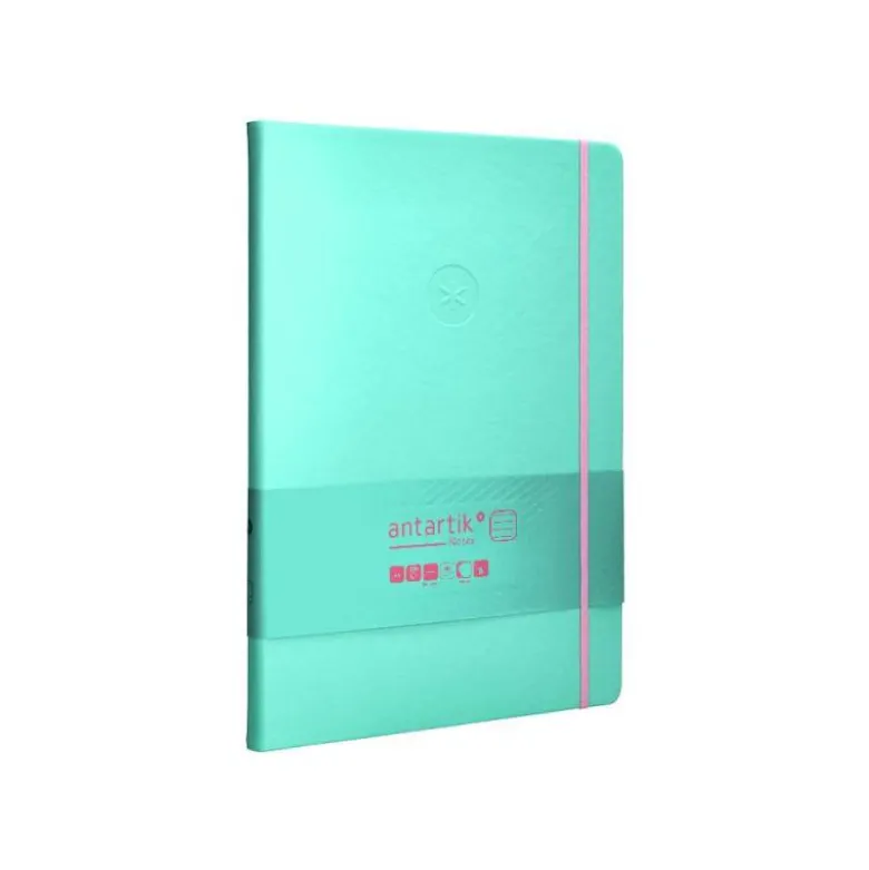 CUADERNO CON GOMILLA ANTARTIK NOTES TAPA DURA A4 HOJAS RAYAS ROSA Y TURQUESA 100 HOJAS 80 GR FSC
