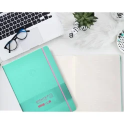 CUADERNO CON GOMILLA ANTARTIK NOTES TAPA DURA A4 HOJAS RAYAS ROSA Y TURQUESA 100 HOJAS 80 GR FSC