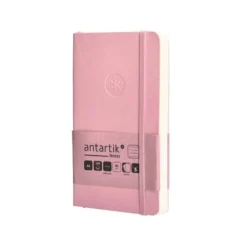 CUADERNO CON GOMILLA ANTARTIK NOTES TAPA BLANDA A6 RAYAS ROSA PASTEL 100 HOJAS 80 GR FSC