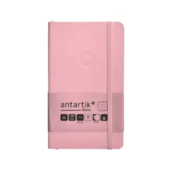 CUADERNO CON GOMILLA ANTARTIK NOTES TAPA BLANDA A6 RAYAS ROSA PASTEL 100 HOJAS 80 GR FSC