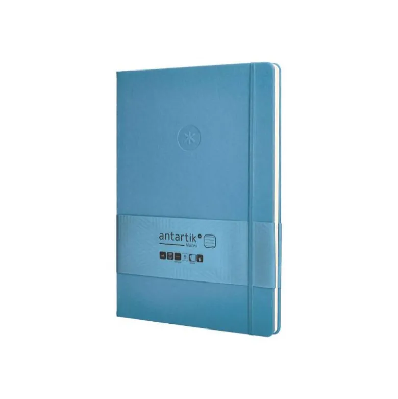 CUADERNO CON GOMILLA ANTARTIK NOTES TAPA DURA A4 HOJAS RAYAS AZUL CLARO 100 HOJAS 80 GR FSC