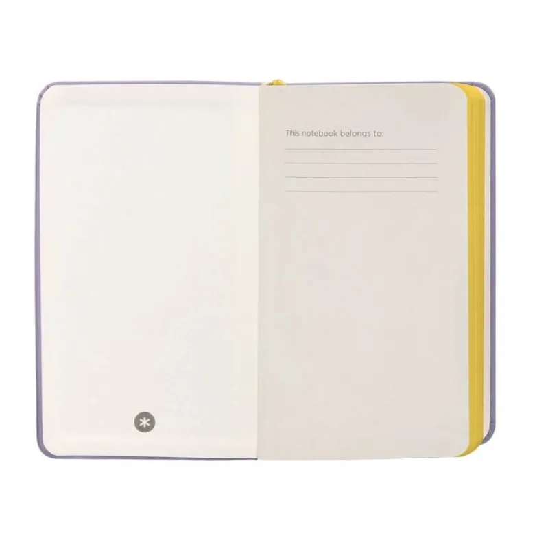 CUADERNO CON GOMILLA ANTARTIK NOTES TAPA DURA A6 HOJAS CUADRICULA MORADO Y AMARILLO 100 HOJAS 80 GR FSC