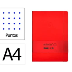 CUADERNO CON GOMILLA ANTARTIK NOTES TAPA DURA A4 HOJAS PUNTOS ROJO 100 HOJAS 80 GR FSC