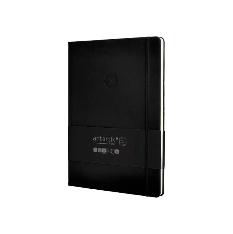 CUADERNO CON GOMILLA ANTARTIK NOTES TAPA DURA A4 HOJAS RAYAS NEGRO 100 HOJAS 80 GR FSC