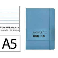 CUADERNO CON GOMILLA ANTARTIK NOTES TAPA BLANDA A5 HOJAS RAYAS AZUL CLARO 80 HOJAS 80 GR FSC