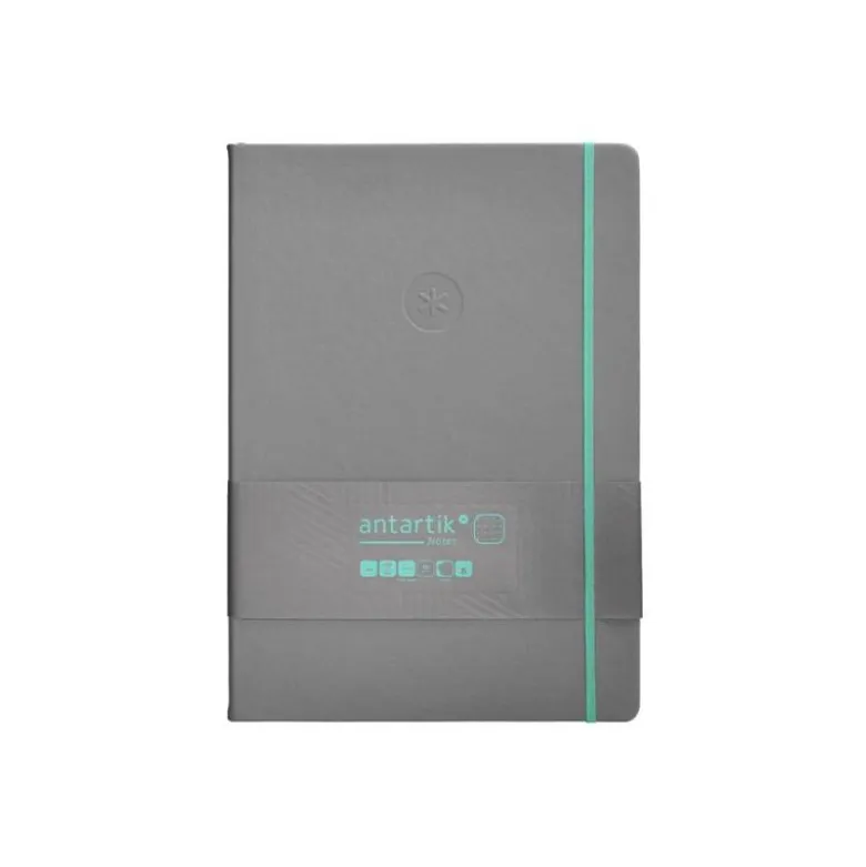 CUADERNO CON GOMILLA ANTARTIK NOTES TAPA DURA A4 HOJAS PUNTOS GRIS Y TURQUESA 100 HOJAS 80 GR FSC