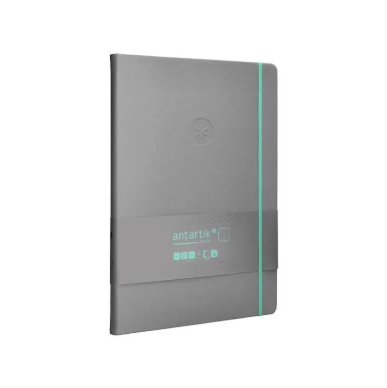 CUADERNO CON GOMILLA ANTARTIK NOTES TAPA DURA A4 HOJAS PUNTOS GRIS Y TURQUESA 100 HOJAS 80 GR FSC