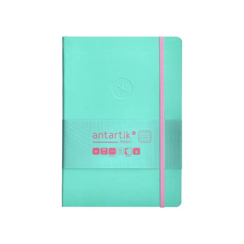CUADERNO CON GOMILLA ANTARTIK NOTES TAPA BLANDA A5 HOJAS RAYAS ROSA Y TURQUESA 80 HOJAS 80 GR FSC