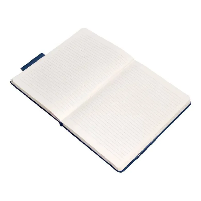 CUADERNO CON GOMILLA ANTARTIK NOTES TAPA DURA A5 HOJAS RAYAS AZUL MARINO 100 HOJAS 80 GR FSC
