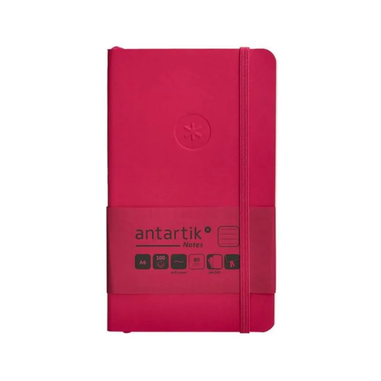 CUADERNO CON GOMILLA ANTARTIK NOTES TAPA BLANDA A6 RAYAS BURDEOS 100 HOJAS 80 GR FSC