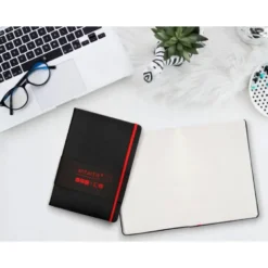 CUADERNO CON GOMILLA ANTARTIK NOTES TAPA DURA A5 HOJAS PUNTOS NEGRO Y ROJO 100 HOJAS 80 GR FSC