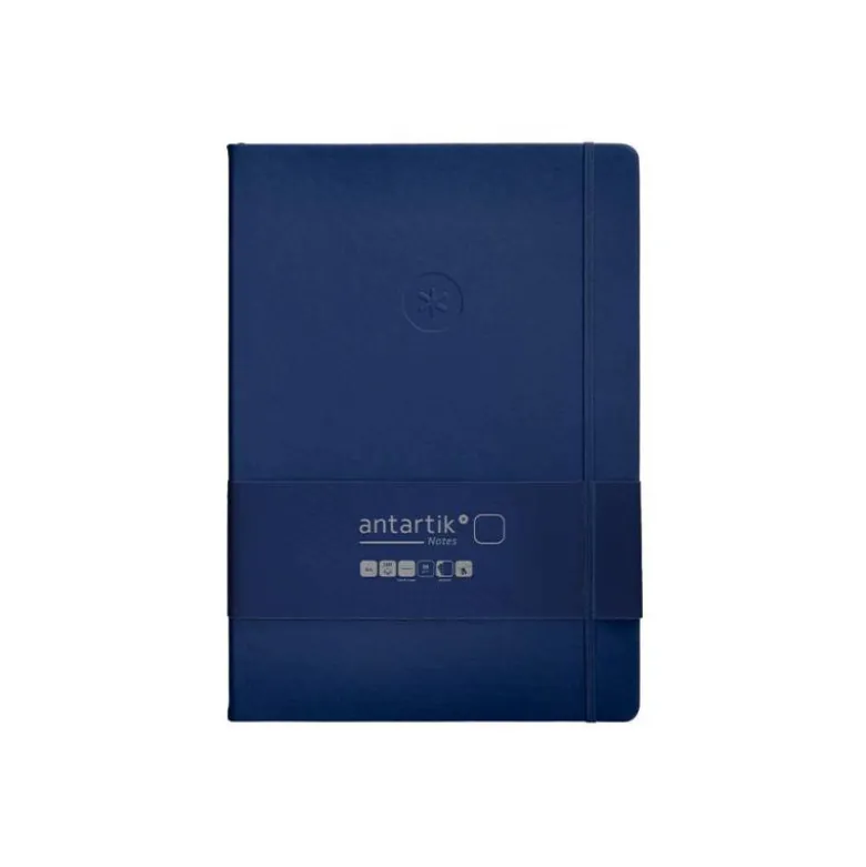 CUADERNO CON GOMILLA ANTARTIK NOTES TAPA DURA A4 HOJAS LISAS AZUL MARINO 100 HOJAS 80 GR FSC