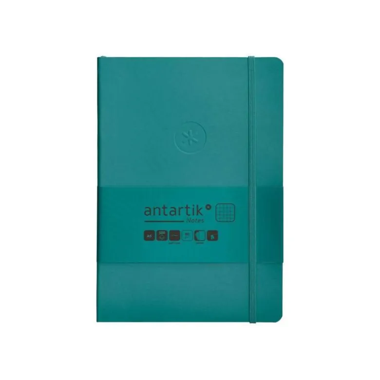 CUADERNO CON GOMILLA ANTARTIK NOTES TAPA BLANDA A5 HOJAS CUADRICULA VERDE AGUAMARINA 80 HOJAS 80 GR FSC
