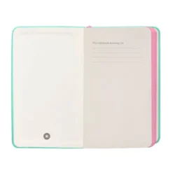 CUADERNO CON GOMILLA ANTARTIK NOTES TAPA DURA A6 HOJAS RAYAS ROSA Y TURQUESA 100 HOJAS 80 GR FSC