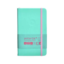 CUADERNO CON GOMILLA ANTARTIK NOTES TAPA DURA A6 HOJAS RAYAS ROSA Y TURQUESA 100 HOJAS 80 GR FSC