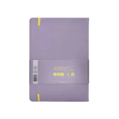 CUADERNO CON GOMILLA ANTARTIK NOTES TAPA DURA A5 HOJAS RAYAS MORADO Y AMARILLO 100 HOJAS 80 GR FSC