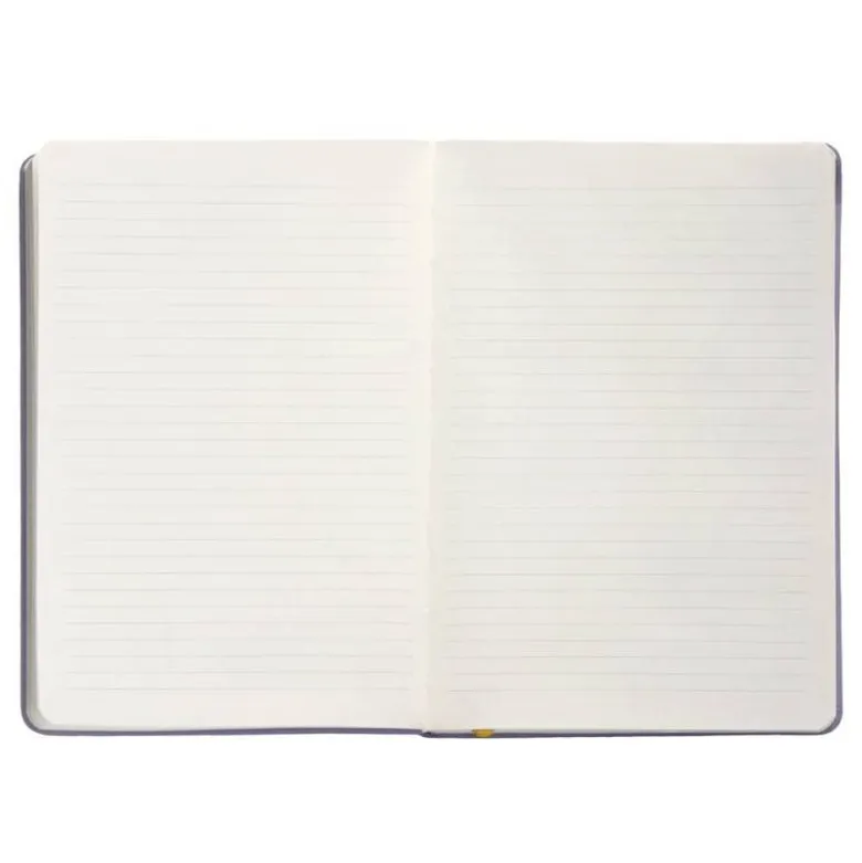 CUADERNO CON GOMILLA ANTARTIK NOTES TAPA DURA A5 HOJAS RAYAS MORADO Y AMARILLO 100 HOJAS 80 GR FSC