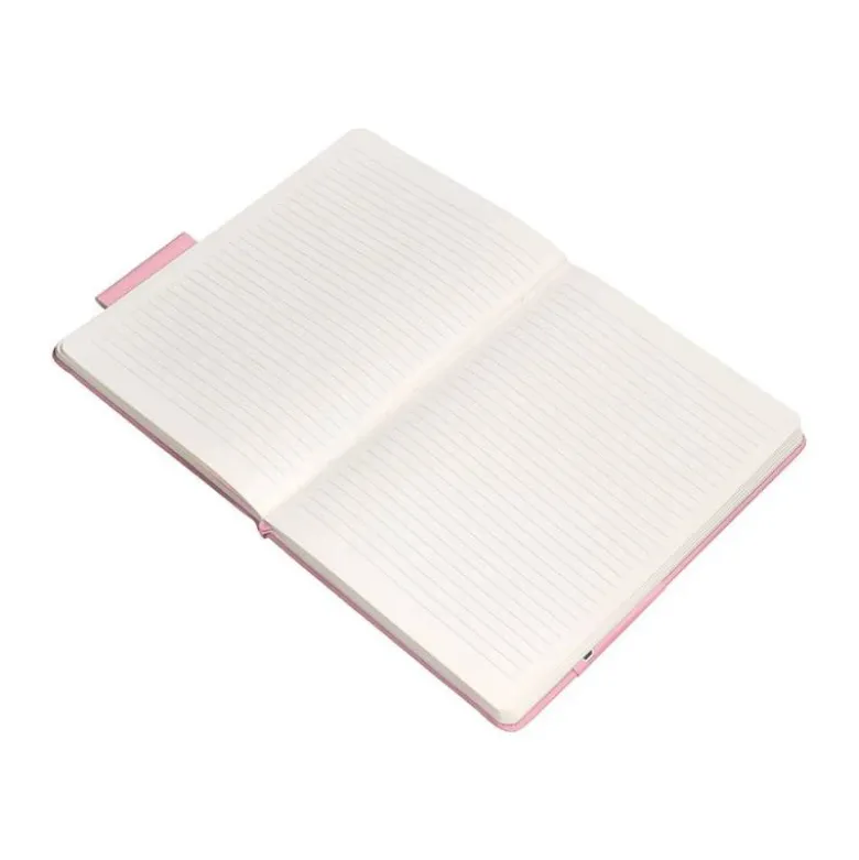 CUADERNO CON GOMILLA ANTARTIK NOTES TAPA DURA A4 HOJAS RAYAS ROSA PASTEL 100 HOJAS 80 GR FSC