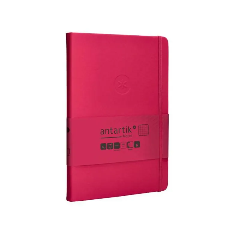 CUADERNO CON GOMILLA ANTARTIK NOTES TAPA DURA A5 HOJAS CUADRICULA BURDEOS 100 HOJAS 80 GR FSC