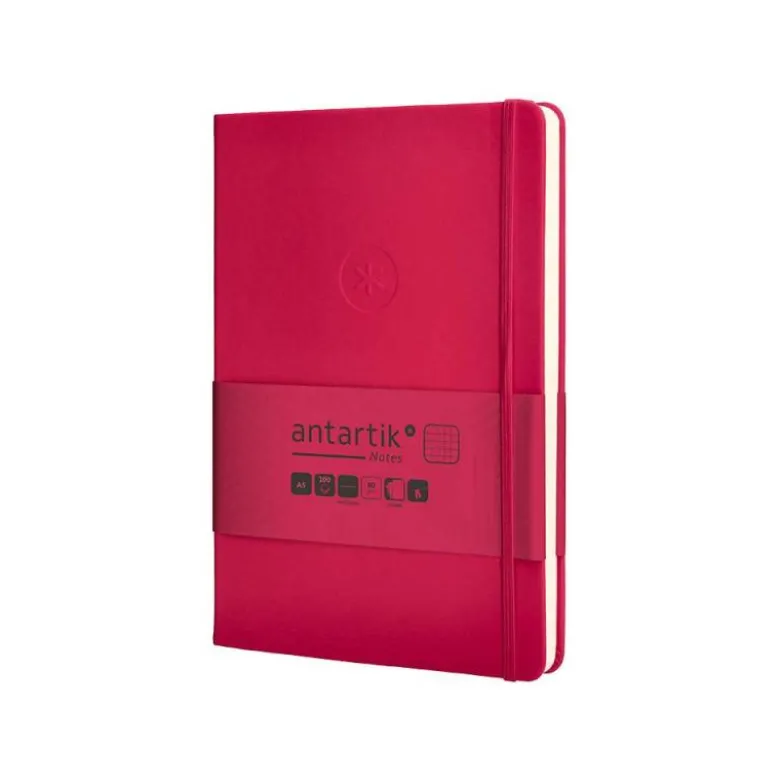 CUADERNO CON GOMILLA ANTARTIK NOTES TAPA DURA A5 HOJAS CUADRICULA BURDEOS 100 HOJAS 80 GR FSC