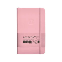 CUADERNO CON GOMILLA ANTARTIK NOTES TAPA DURA A6 HOJAS RAYAS ROSA PASTEL 100 HOJAS 80 GR FSC