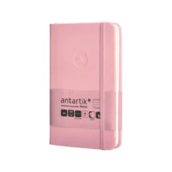 CUADERNO CON GOMILLA ANTARTIK NOTES TAPA DURA A6 HOJAS RAYAS ROSA PASTEL 100 HOJAS 80 GR FSC