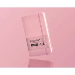CUADERNO CON GOMILLA ANTARTIK NOTES TAPA DURA A6 HOJAS RAYAS ROSA PASTEL 100 HOJAS 80 GR FSC