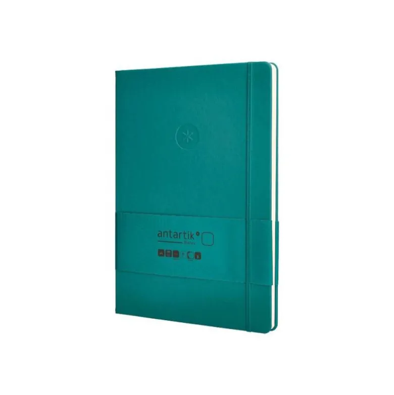 CUADERNO CON GOMILLA ANTARTIK NOTES TAPA DURA A4 HOJAS LISAS VERDE AGUAMARINA 100 HOJAS 80 GR FSC
