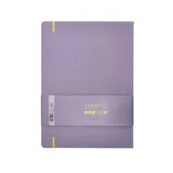 CUADERNO CON GOMILLA ANTARTIK NOTES TAPA DURA A4 HOJAS RAYAS MORADO Y AMARILLO 100 HOJAS 80 GR FSC