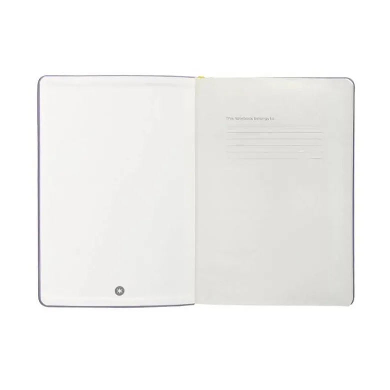 CUADERNO CON GOMILLA ANTARTIK NOTES TAPA DURA A4 HOJAS RAYAS MORADO Y AMARILLO 100 HOJAS 80 GR FSC