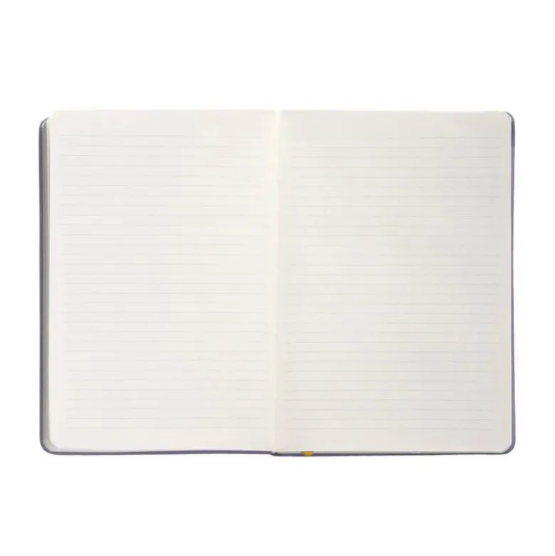 CUADERNO CON GOMILLA ANTARTIK NOTES TAPA DURA A4 HOJAS RAYAS MORADO Y AMARILLO 100 HOJAS 80 GR FSC