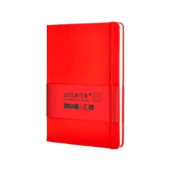CUADERNO CON GOMILLA ANTARTIK NOTES TAPA DURA A5 HOJAS CUADRICULA ROJO 100 HOJAS 80 GR FSC