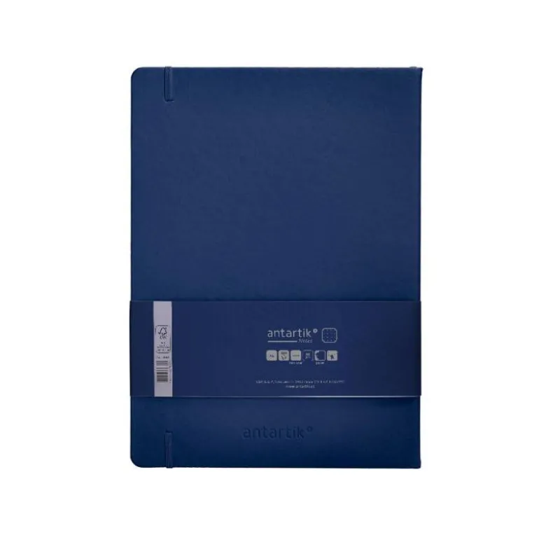 CUADERNO CON GOMILLA ANTARTIK NOTES TAPA DURA A4 HOJAS PUNTOS AZUL MARINO 100 HOJAS 80 GR FSC